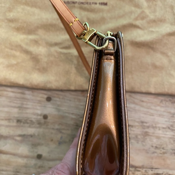 Rare bronze Louis Vuitton Noisette Monogram Vernis Lexington Pochette bag HOT - Picture 3 of 10